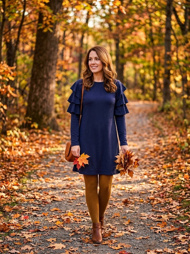 RUFFLE DRESS NAVY
