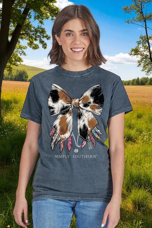 Simply Southern Cow Bow Short Sleeve Graphic T-Shirt