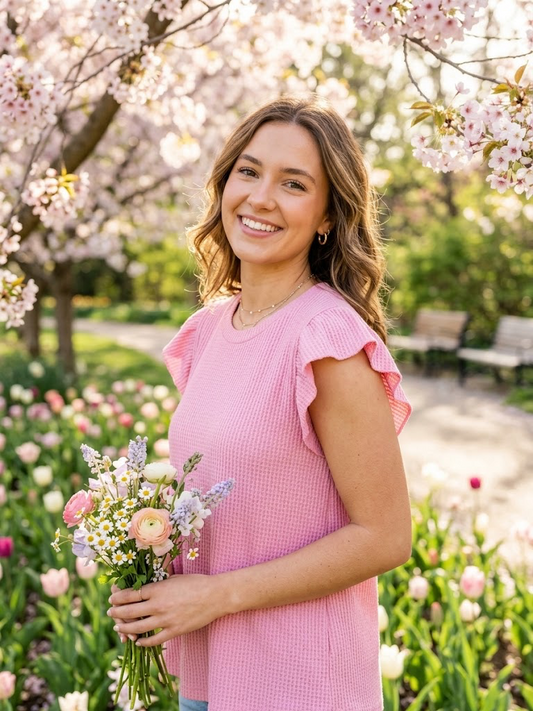 SS Ruffle Knit Pink