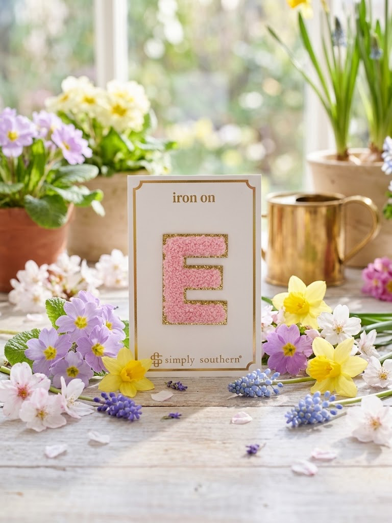 SS Iron On Initial Pink/Gold Glitter