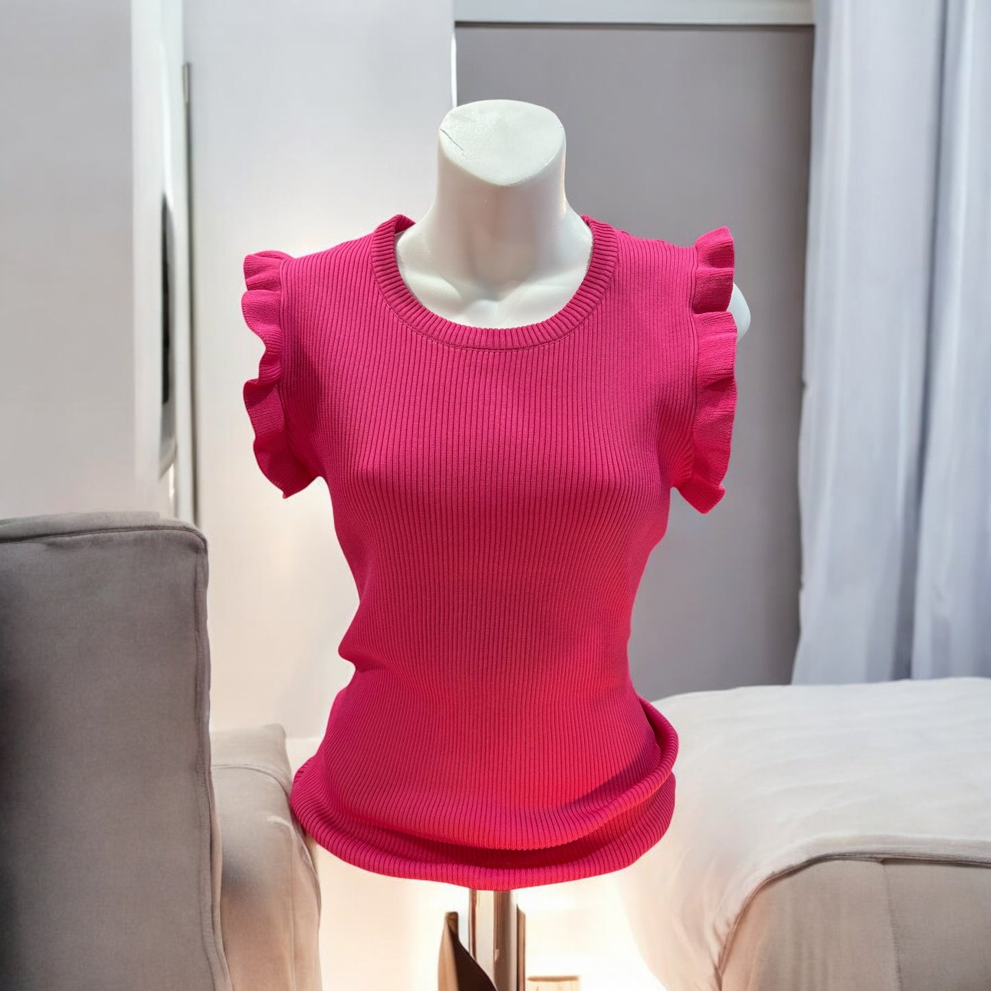 PINK RUFFLE SLEEVES