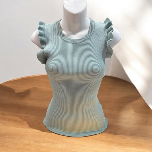 TEAL RUFFLE SLEEVE