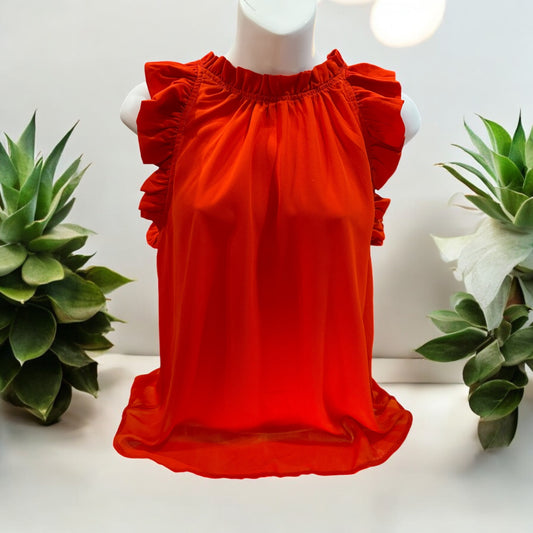 RED RUFFLE BLOUSE