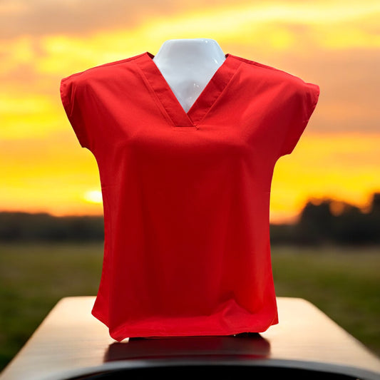 RED VNECK BLOUSE