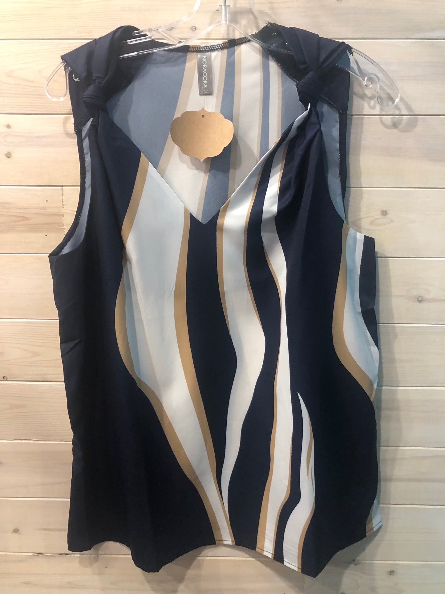 BLUE & GOLD SLEEVELESS BLOUSE