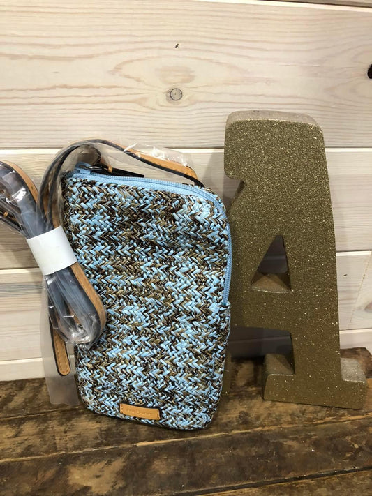 VERA BRADLEY STRAW CELLPHONE CROSSBODY MINT BROWN SEA LIFE