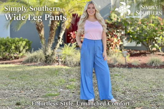 Simply Southern Wide Leg Pants-Azure