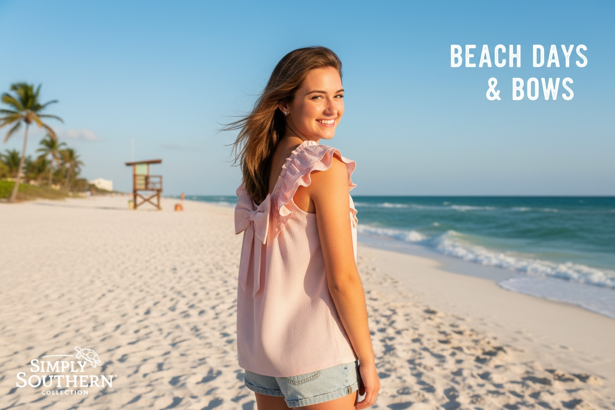 Simply Southern Knit Bow Top Pink