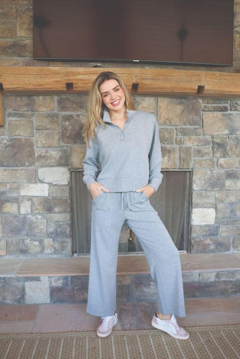 SIMPLY SOUTHERN QUARTER ZIP HEATHER GRAY