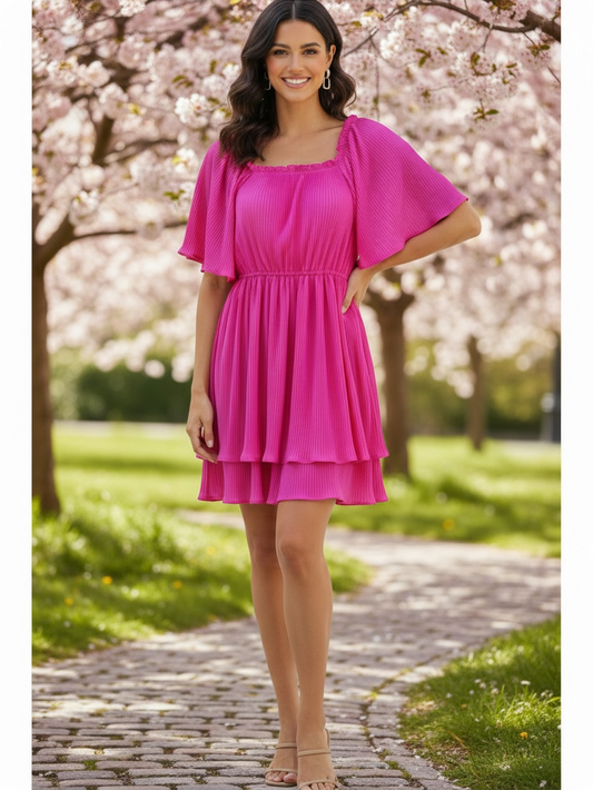 SIMPLY SOUTHERN PLEATED DRESS FUCHSIA