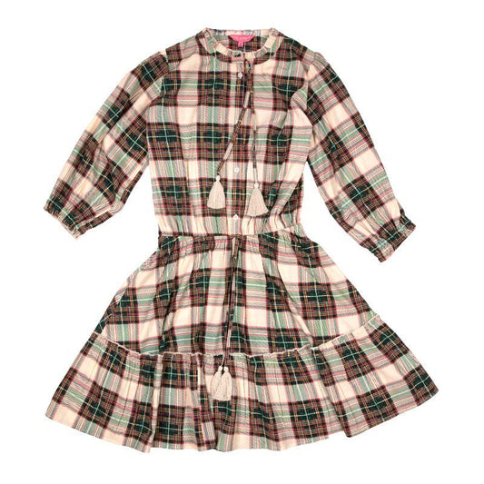 HOLIDAY DRESS BEIGE PLAID