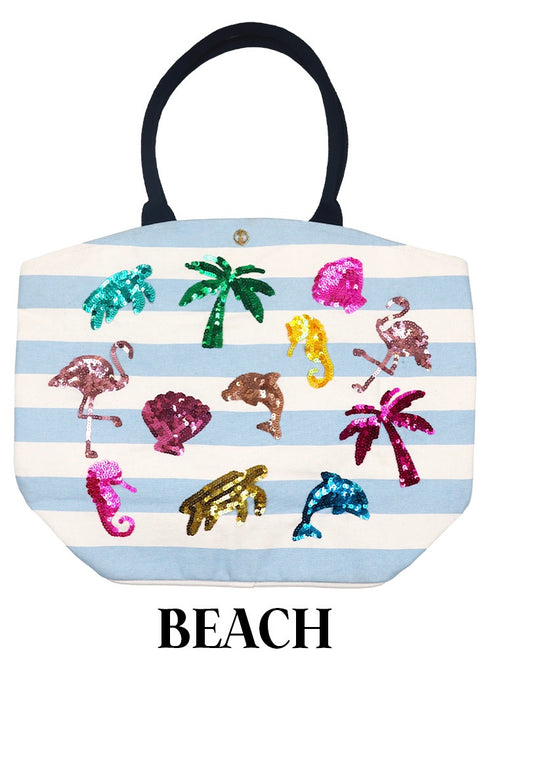 EMBROIDERED SEQUIN TOTE BEACH