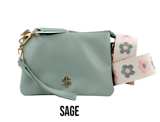 LEATHER CROSS WALLET SAGE