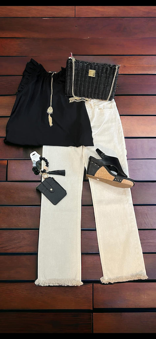 VERVET MELISSA BY FLYING MONKEY WHITE MID RISE STRAIGHT STRETCH