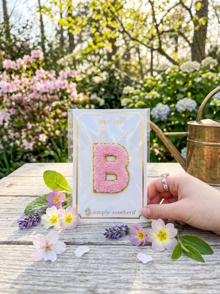 SS Iron On Initial Pink/Gold Glitter
