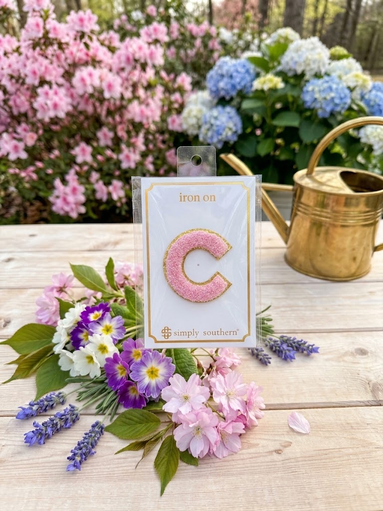 SS Iron On Initial Pink/Gold Glitter
