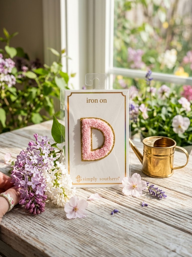 SS Iron On Initial Pink/Gold Glitter