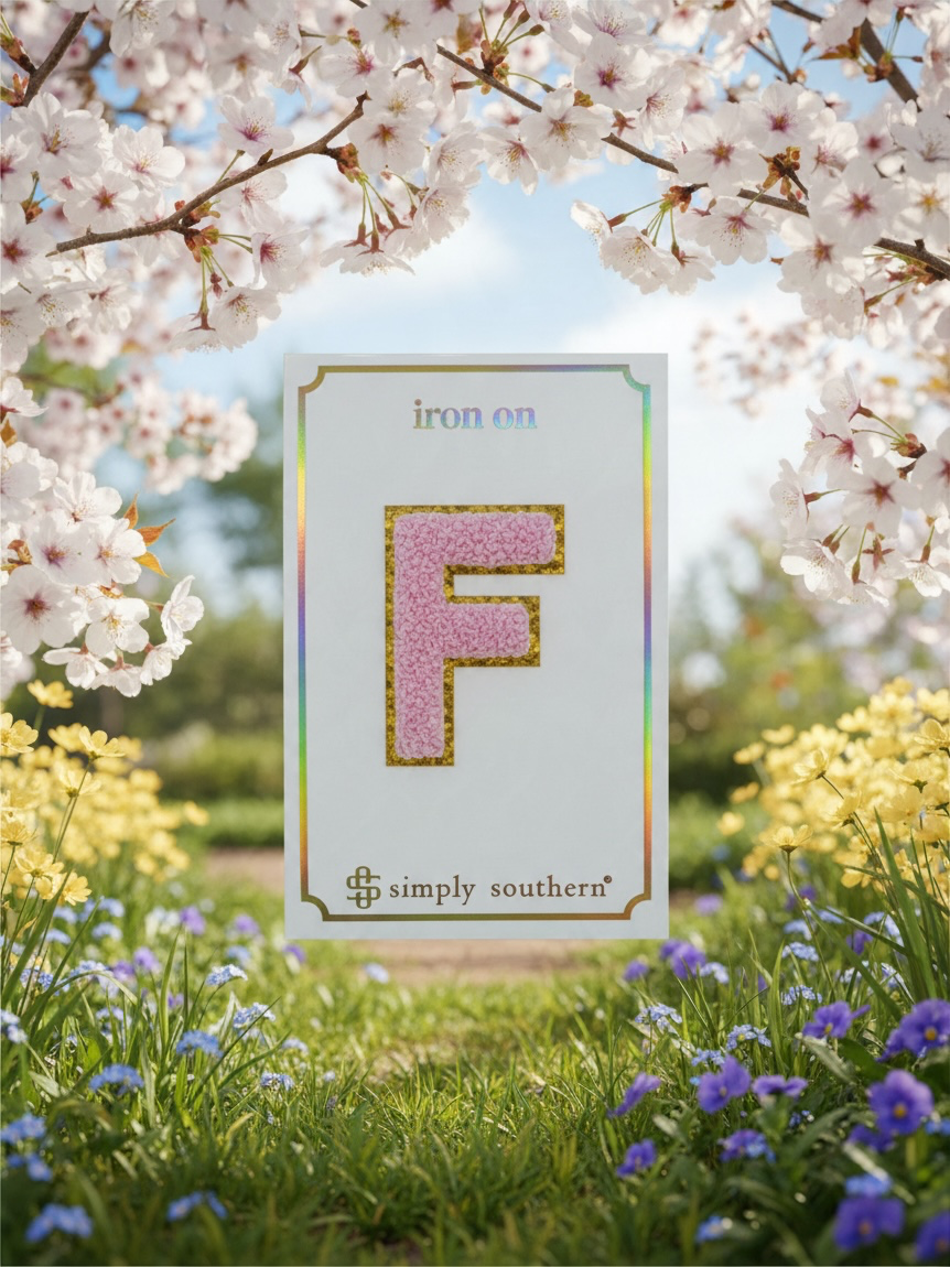 SS Iron On Initial Pink/Gold Glitter