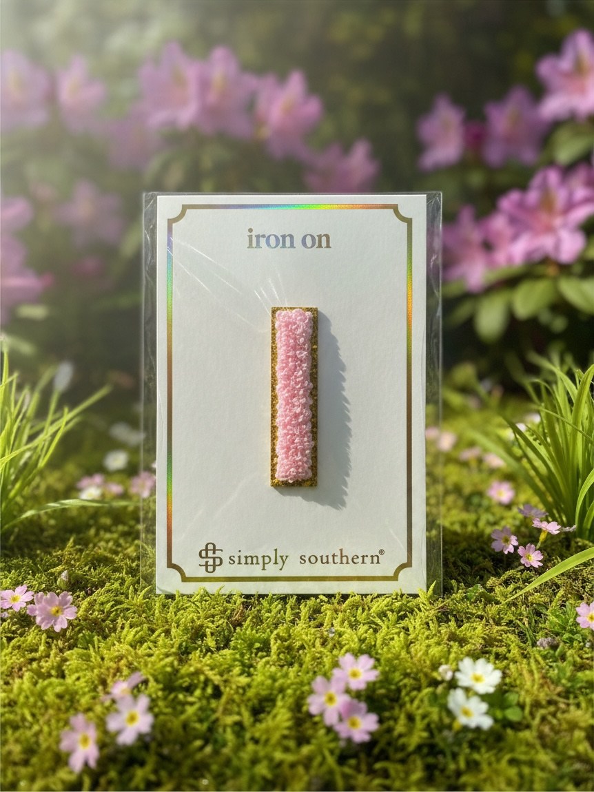 SS Iron On Initial Pink/Gold Glitter