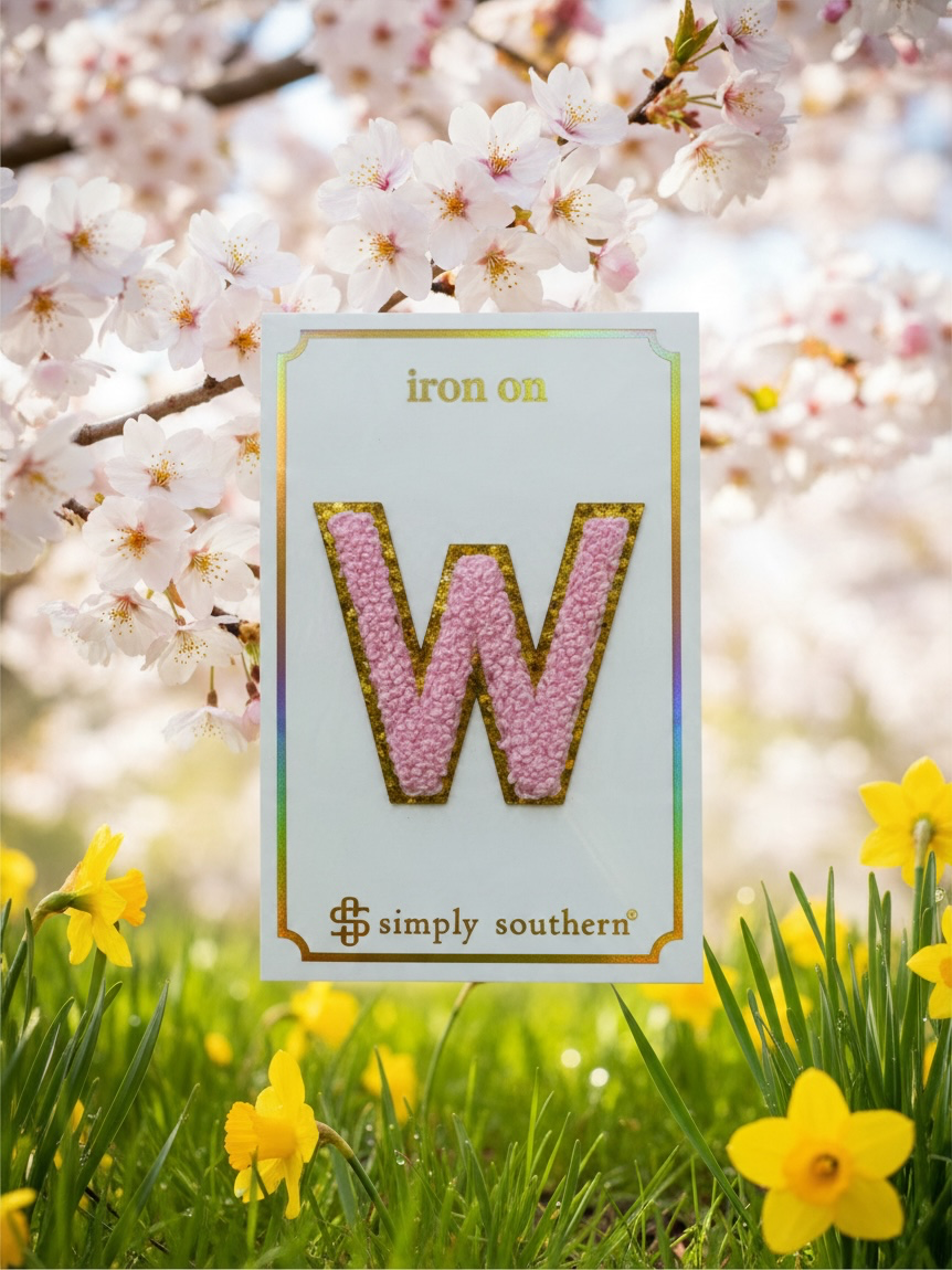 SS Iron On Initial Pink/Gold Glitter