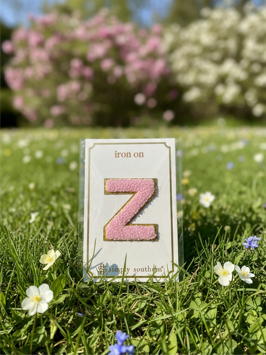 SS Iron On Initial Pink/Gold Glitter
