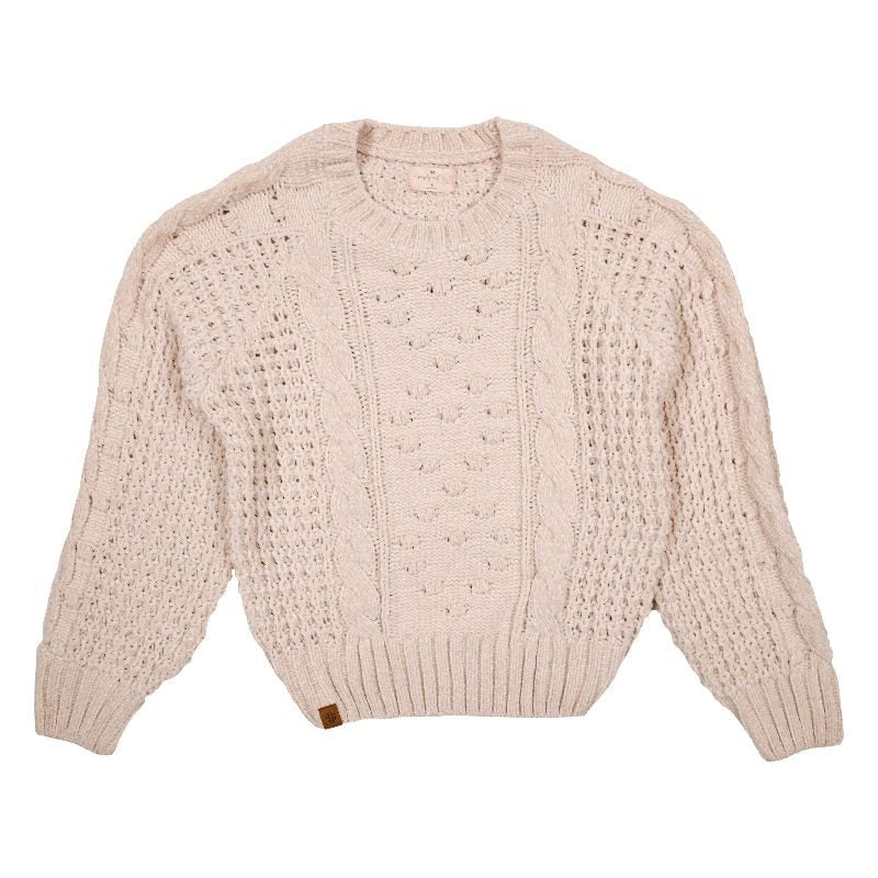 SIMPLY SOUTHERN CHENILLE CROP SWEATER-ARCTIC