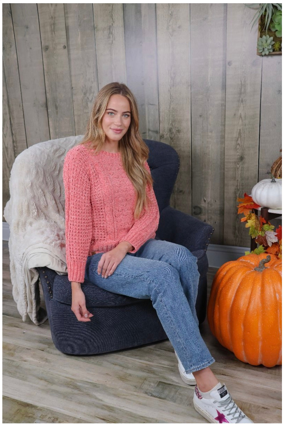 SIMPLY SOUTHERN CHENILLE CROP SWEATER-PINK