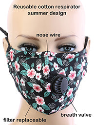 Navy Floral Face Mask with a Vent