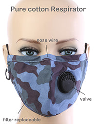 Blue Camo Face Mask with a Vent