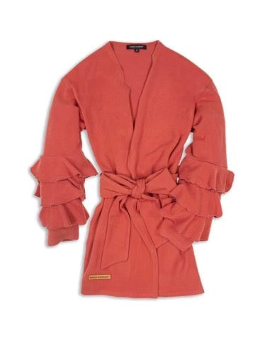 RUFFLE CARDIGAN RASPBERRY