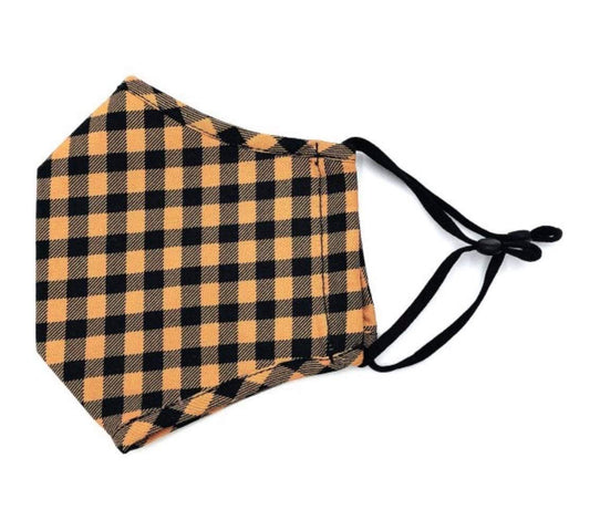 FACE MASK-ORANGE PLAID