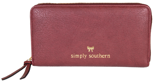 LEATHER SMALL ZIP WALLET-MAROON