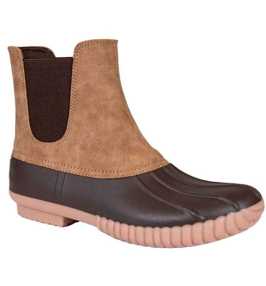 TAN SLIP DUCK BOOTS