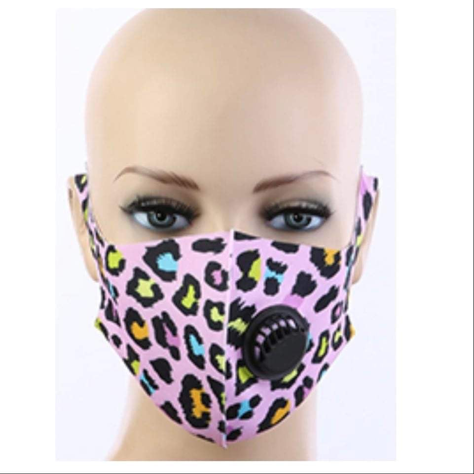 FACE MASK WITH VENT-PINK LEOPARD
